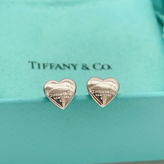 Tiffany & Co. Silver Heart Brass Stud Earrings