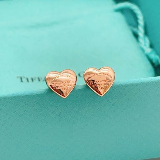 Tiffany & Co. Rose Gold Heart Brass Earrings