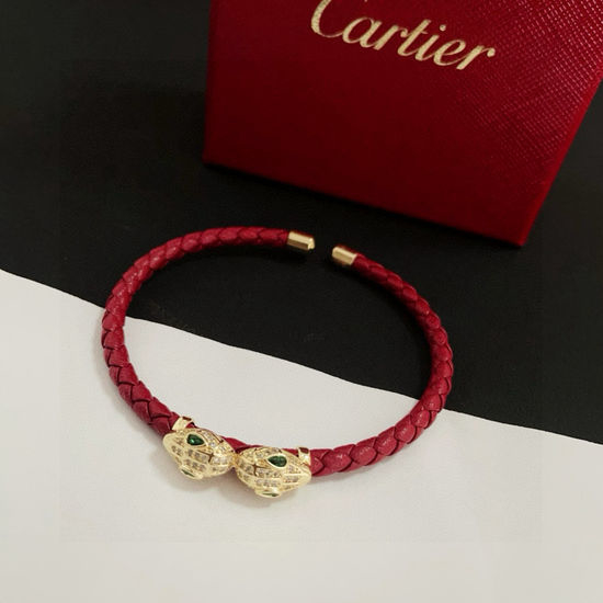 Cartier Leopard Design Leather Rope Bracelet