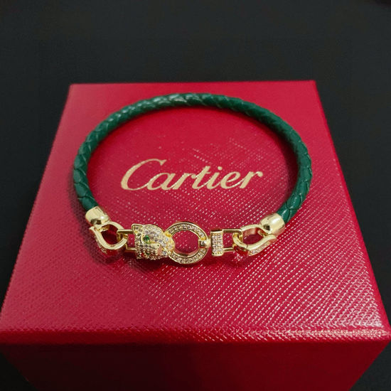 Cartier Diamond Inlaid Leather Rope Bracelet