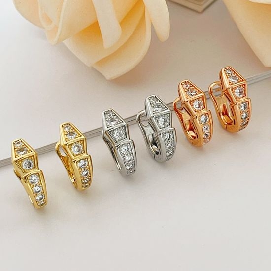 Bvlgari Diamond Snake Bone Stud Earrings Exquisite Jewelry