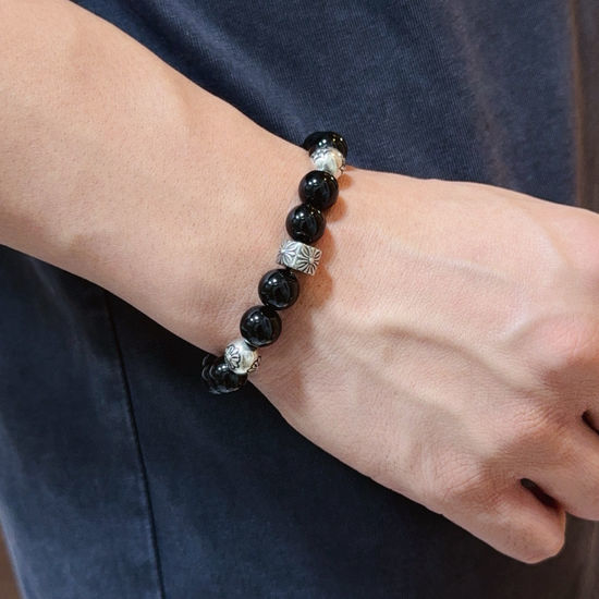 Chrome Hearts Vintage Obsidian Pattern Beaded Bracelet