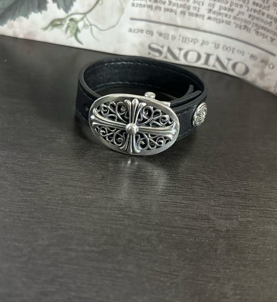 Chrome Hearts Adjustable Cross Carved Cord Bracelet