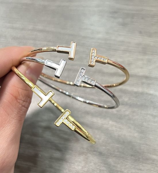 Tiffany & Co. Diamond Mother of Pearl Bangle Two Sided Design