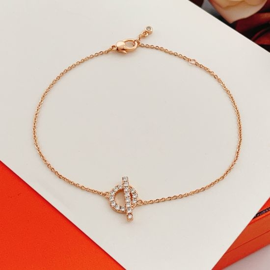 Hermes Rose Gold Pig Nose Diamond Bracelet Jewelry