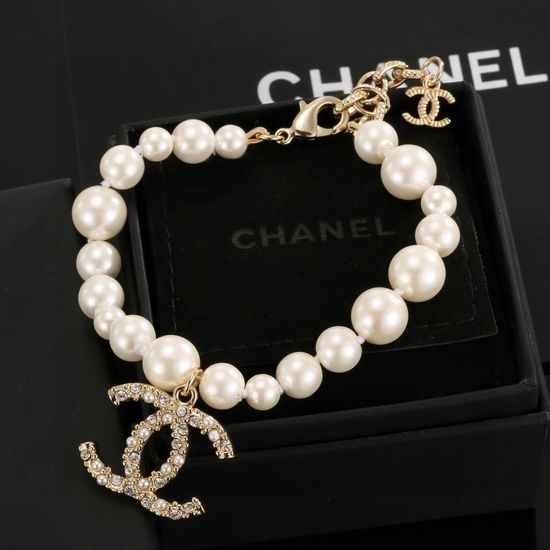 Chanel Pearl Charm Bracelet with Crystals