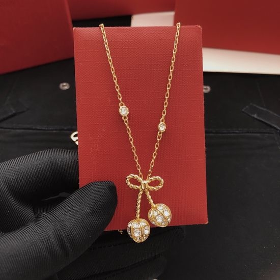Valentino Delicate Bow Knot Pendant Brass Necklace