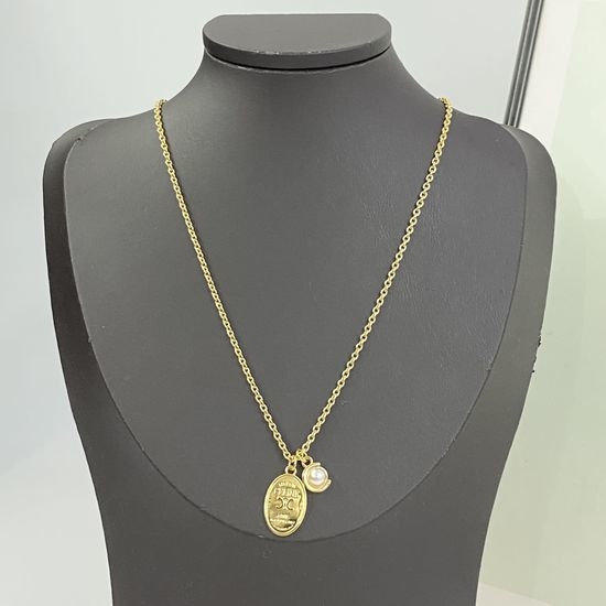 Celine Adjustable Length Vintage Badge Style Necklace