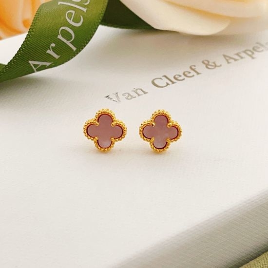 Van Cleef & Arpels VCA Pink Mother of Pearl Clover Earrings