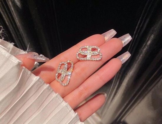 Balenciaga Silver Letter Logo Stud Earrings