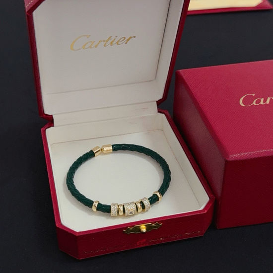 Cartier Custom Diamond Cartier Leather Bracelet