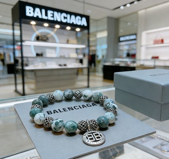 Balenciaga Natural Agate Vintage Carved Bracelet
