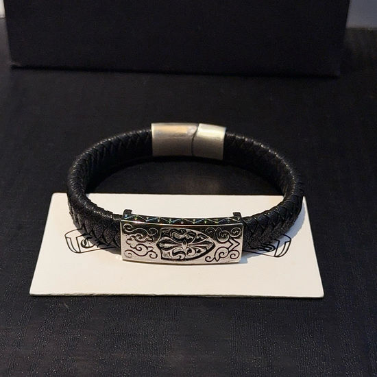 Chrome Hearts Vintage Embossed Pattern Leather Bracelet