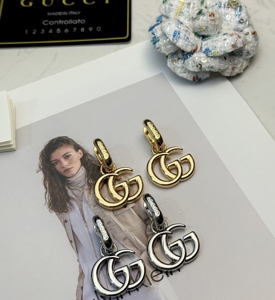 Gucci Retro Logo Pendant Hoop Earrings