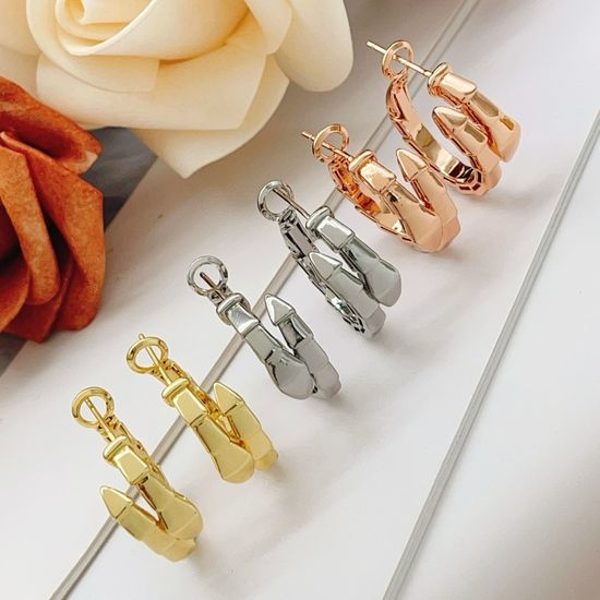 Bvlgari Three Color Serpent Head Stud Earrings