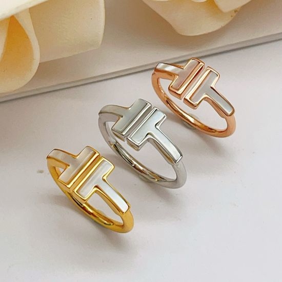 Tiffany & Co. Dual T Shape Inlaid Ring