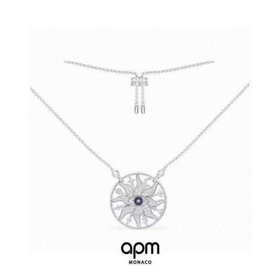 Apm monaco Silver Evil Eye & Sun Adjustable Necklace