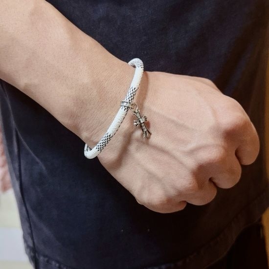 Chrome Hearts Cross Design Leather Braided Bracelet