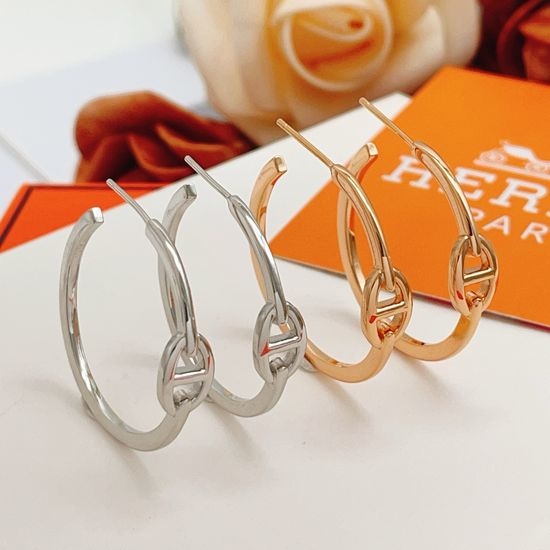 Hermes Two Tone Pig Nose Stud Earrings
