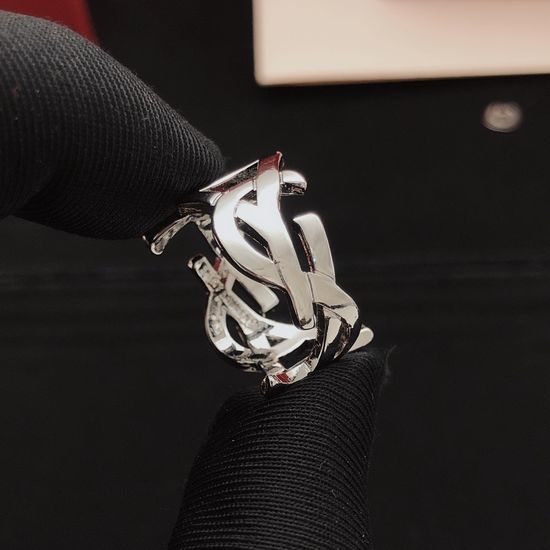 Yves Saint Laurent YSL Minimalist Letter Engraved Brass Ring