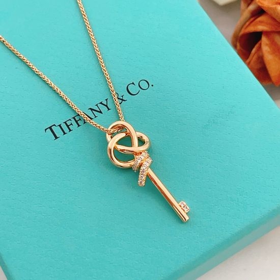 Tiffany & Co. Rose Gold Diamond Key Necklace