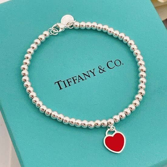 Tiffany & Co. Red Heart Decorative Silver Bracelet
