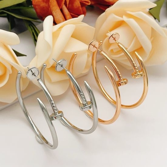 Cartier Two Tone Nail Disc Drop Earrings