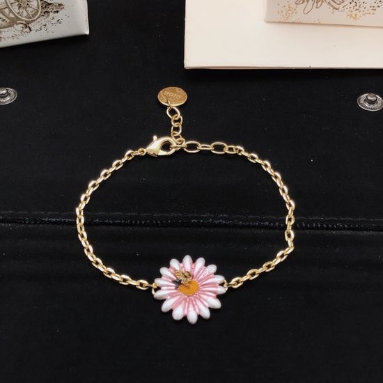 Christian Dior CD Pink Sunflower Charm Bracelet