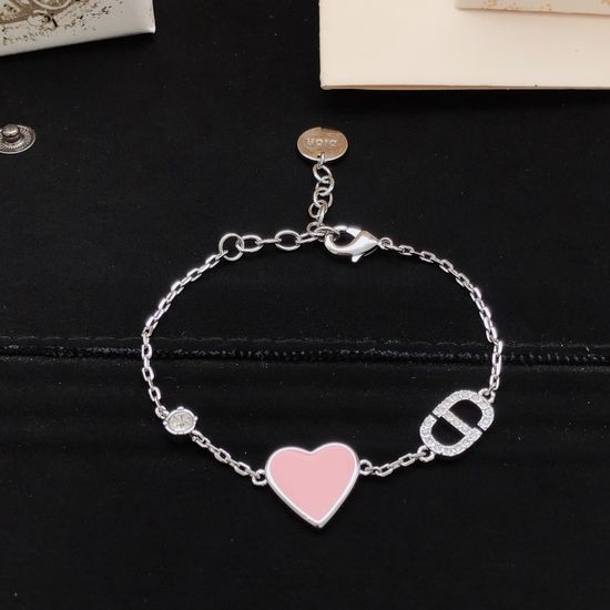 Christian Dior CD Pink Heart Brass Bracelet