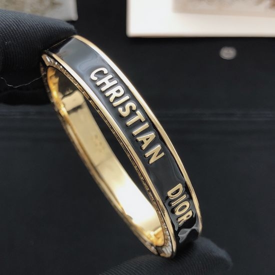 Christian Dior CD Black Square Diamond Wide Bangle