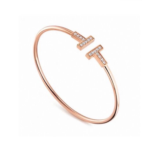 Tiffany & Co. Diamond Studded Double T Bangle