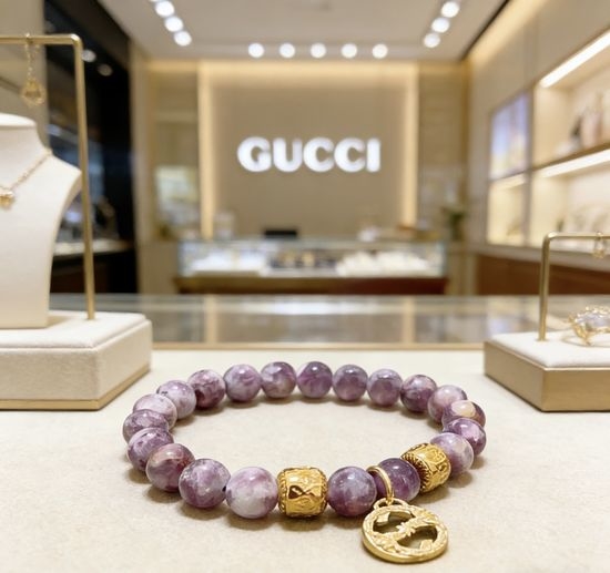 Gucci Purple Stone Beaded Bracelet Elegant Daily Jewelry
