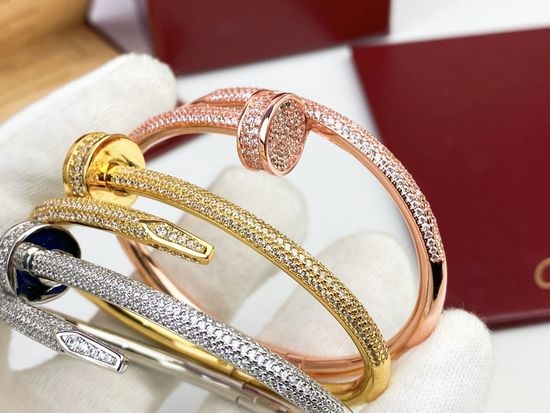 Cartier Half Paved Diamond Nail Bangle