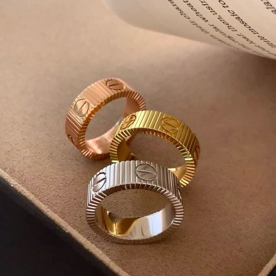 Cartier Striped Nail Shape Stackable Ring