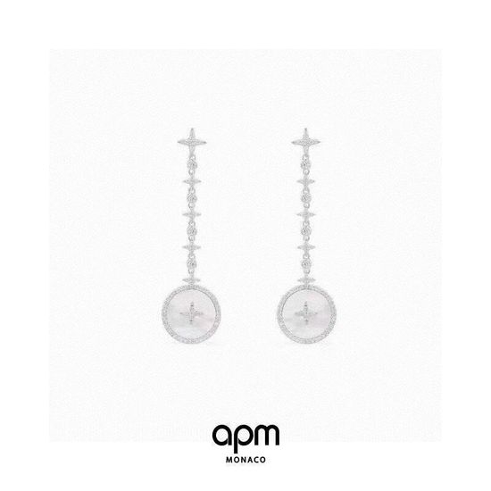 Apm monaco Mother of Pearl Zircon Drop Earrings
