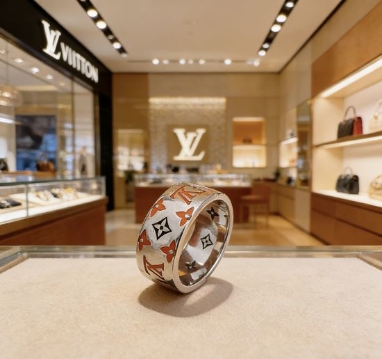 Louis Vuitton LV Vintage Distressed Style Silver Ring