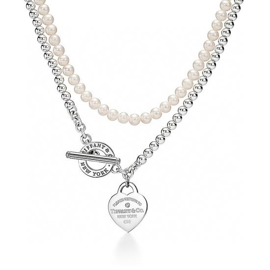Tiffany & Co. Pearl Necklace with Heart Charm