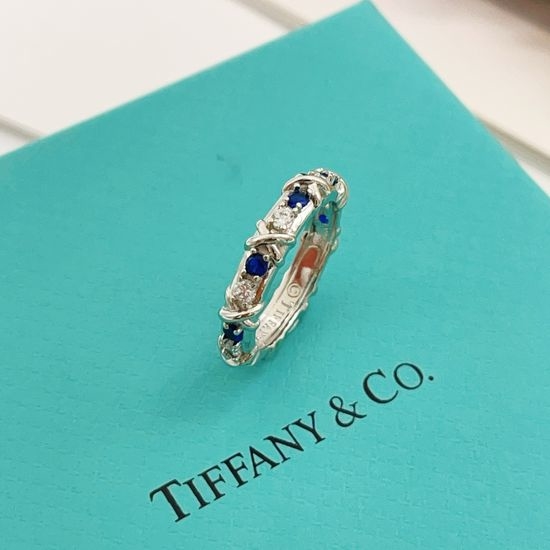 Tiffany & Co. Silver Diamond X Symbol Ring