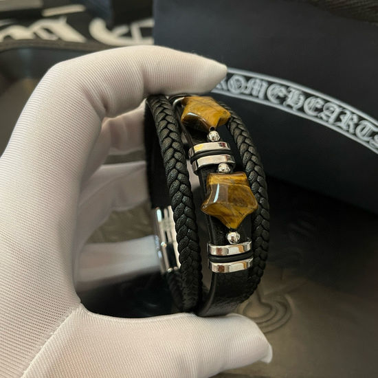 Chrome Hearts Vintage Pattern Leather Cord Bangle