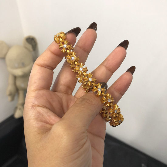Chrome Hearts 22K Gold Cross Inlaid Bracelet