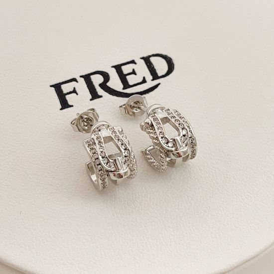 Fred Silver Horseshoe Buckle Brass Earrings