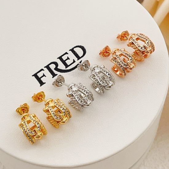Fred Three-color Horseshoe Buckle Brass Earrings