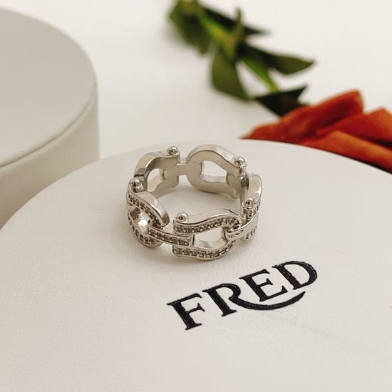 Fred Silver Diamond Horseshoe Buckle Ring