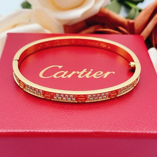 Cartier Gold Pavé Diamond Slim Bangle