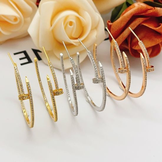 Cartier Full Diamond Round Earrings Elegant Design