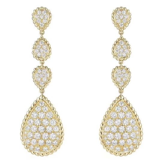 Boucheron Diamond Paved Teardrop Stud Earrings