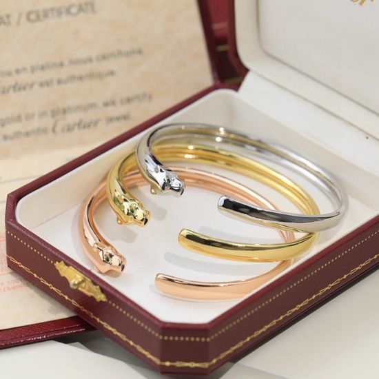 Cartier Panther Shape Inlaid Bangle Bracelet