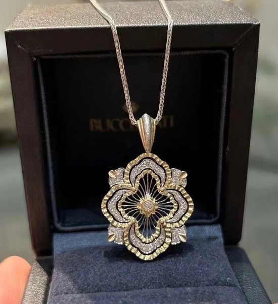 Celine Vintage Clover Diamond Necklace