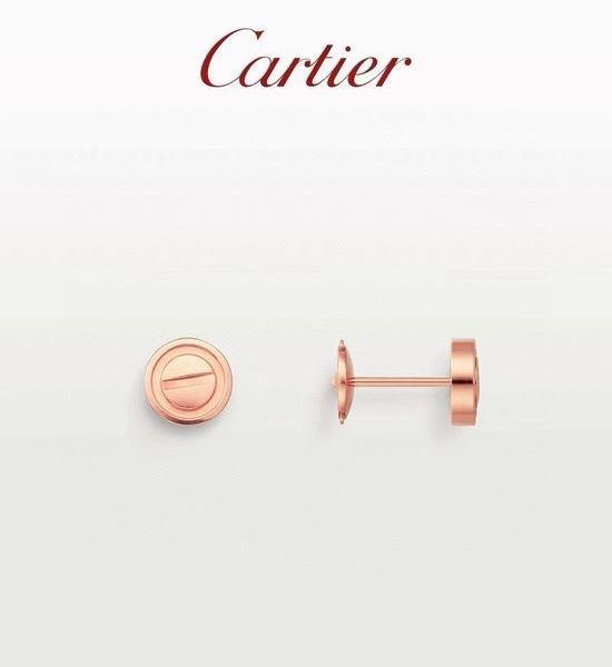 Cartier Screw Style Engraved Logo Stud Earrings