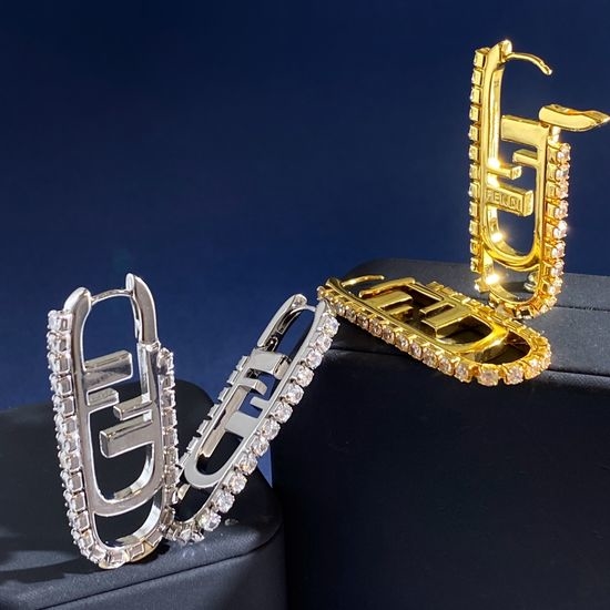 Fendi Rhinestone Trimmed U-shaped Earrings